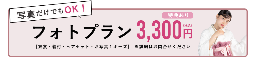 写真だけでもOK。フォトプラン3300円税込み